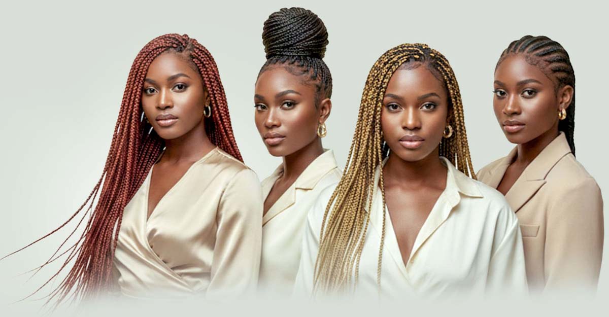 Braided hairstyle featured for Fofana Express Hair Braiding
